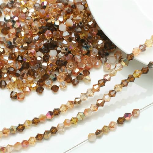 4,0 mm, 200 Stück, mehrfarbige facettierte Glasperlen, Doppelkegel-Perlenherstellung, glänzende Kristallperlen, lose Perlen, DIY-Armband, Halskette, Kasexi, 200 Stück, 4,0 mm von BSGUZ