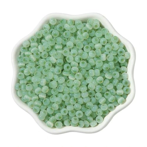 4,0 mm Katzenaugen-Jade-Eisglas-Reisperlen – DIY-Schmuckherstellung (Anhänger/Armbänder/Halsketten), handgefertigt, 150 Stück/Beutel – LGN – 4,0 mm, ca. 150 Stück von BSGUZ