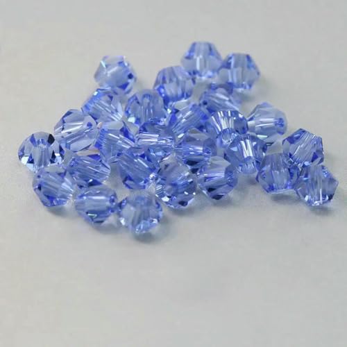 4,0 mm glänzende Kristallperlen, Doppelkegelperle, Glasperlen, lose Abstandsperlen für Armbänder, DIY-Schmuckherstellung, 200 Stück, hellblau, 4,0 mm von BSGUZ