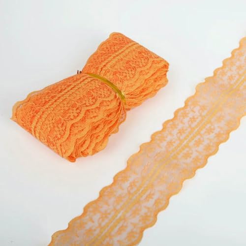 4,5 cm Breite, gemischte Farben, 4,5 m (5 Yards), mit Blumen bestickte Spitzenstoffbänder, DIY-Nähen, handgefertigte Materialien, DIY-Orange-Gelb von BSGUZ