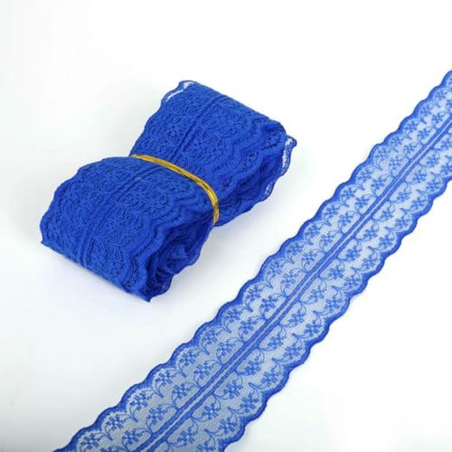 4,5 cm Breite, gemischte Farben, 4,5 m (5 Yards), mit Blumen bestickte Spitzenstoffbänder, DIY-Nähen, handgefertigte Materialien, Packung DIY-blau von BSGUZ