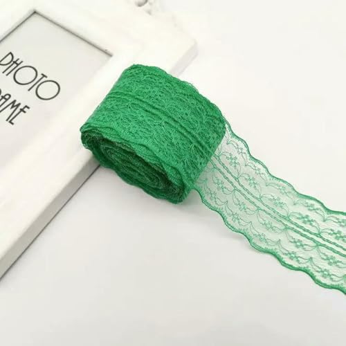 4,5 cm Spitzenband, 10 Meter/Rolle, Weiß, Schwarz, Rosa, Rot, Blau, Grün, Lila, Beige, Orange, Gelb, Burgunderrot, Kaffee, Spitzenband, DIY-Bastelarbeiten, 54 Dunkelgrün, 4,5 cm breit von BSGUZ