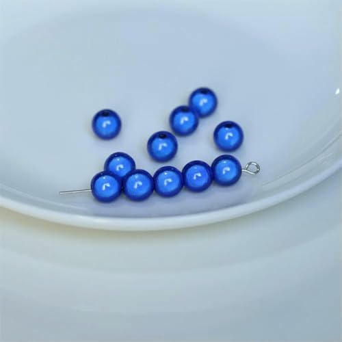 4/6/8/10/12/14,0 mm Perlenperle, Satinglanz, Imitation, perlmuttfarben, gefärbt, rund, lose Glasperle für Schmuck, Halskette, Vasenfüller, Blau, 12 mm x 10 Stück von BSGUZ