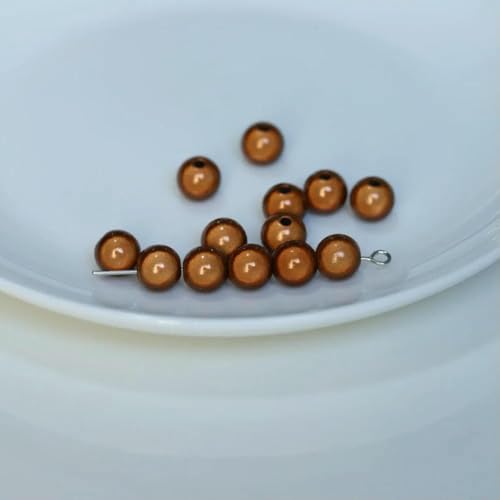 4/6/8/10/12/14,0 mm Perlenperle, Satinglanz, Imitation, perlmuttfarben, gefärbt, rund, lose Glasperle für Schmuck, Halsketten, Vasenfüller, Braun, 12 mm x 10 Stück von BSGUZ