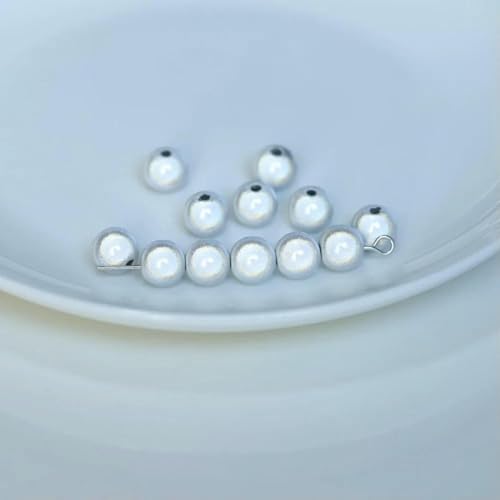 4/6/8/10/12/14,0 mm Perlenperle, Satinglanz, Imitation, perlmuttfarben, gefärbt, rund, lose Glasperle für Schmuck, Halsketten, Vasenfüller, Silber, 12 mm x 10 Stück von BSGUZ