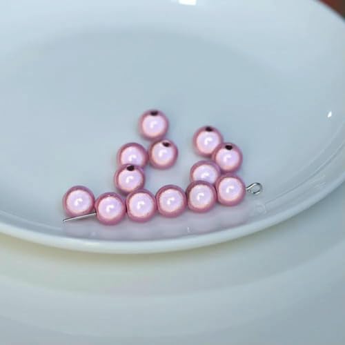 4/6/8/10/12/14,0 mm Perlenperle, Satinglanz, Imitation, perlmuttfarben, gefärbt, rund, lose Glasperlen für Schmuck, Halsketten, Vasenfüller, Rosa, 12 mm x 10 Stück von BSGUZ