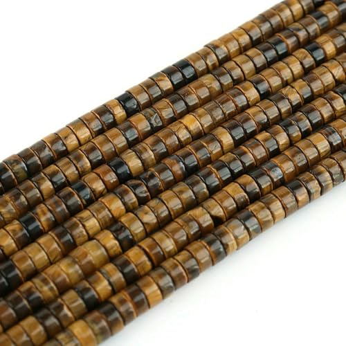 4/6 mm Naturstein-Rondelle-Perle, mehrfarbige Jade, Amazonit, Aventurin, Abstandsperlen für DIY-Schmuck, Armband, Halskette, Tigerauge, 4,0 mm 4/6 mm Naturstein-Rondelle-Perle, mehrfarbige Jade, Amazonit, Aventurin, Abstandsperlen für DIY-Schmuck, Armband, Halskette, Tigerauge, 4,0 mm von BSGUZ