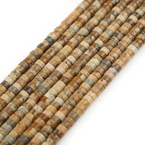 4/6 mm Naturstein-Rondelle-Perle, mehrfarbige Jade, Amazonit, Aventurin, Abstandsperlen für die Herstellung von DIY-Schmuck, Armbändern und Halsketten – Bild-Jaspis – von BSGUZ