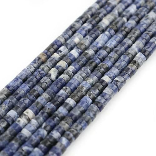 4/6 mm Naturstein-Rondelle-Perle, mehrfarbige Jade, Amazonit, Aventurin, Abstandsperlen für die Herstellung von DIY-Schmuck, Armbändern und Halsketten – Dunkelblau – 4 von BSGUZ
