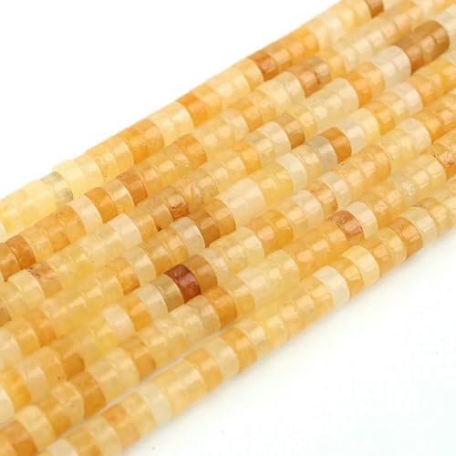 4/6 mm Naturstein-Rondelle-Perle, mehrfarbige Jade, Amazonit, Aventurin, Abstandsperlen für die Herstellung von DIY-Schmuck, Armbändern und Halsketten – Gelber Aventurin – 4,0 mm von BSGUZ