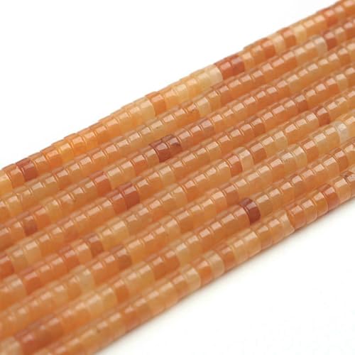 4/6 mm Naturstein-Rondelle-Perle, mehrfarbige Jade, Amazonit, Aventurin, Abstandsperlen für die Herstellung von DIY-Schmuck, Armbändern und Halsketten – Roter Aventurin – 4,0 mm von BSGUZ