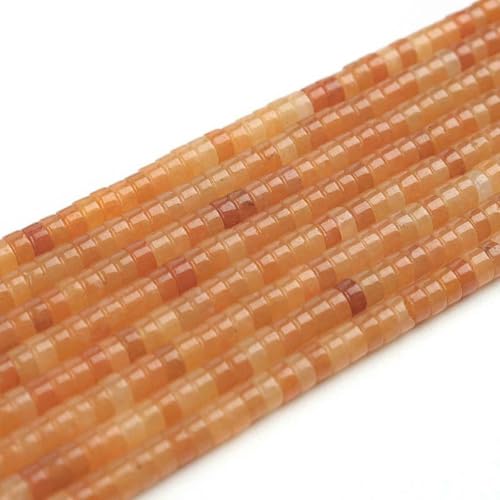 4/6 mm Naturstein-Rondelle-Perle, mehrfarbige Jade, Amazonit, Aventurin, Abstandsperlen für die Herstellung von DIY-Schmuck, Armbändern und Halsketten – Roter Aventurin von BSGUZ