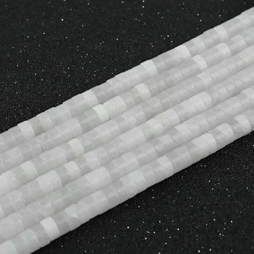 4/6 mm Naturstein-Rondelle-Perle, mehrfarbige Jade, Amazonit, Aventurin, Abstandsperlen für die Herstellung von DIY-Schmuck, Armbändern und Halsketten – weiße Jade – 4 von BSGUZ