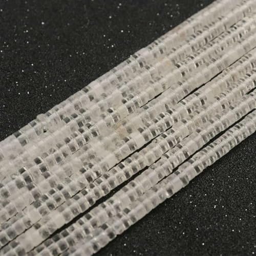 4/6 mm Naturstein-Rondelle-Perle, mehrfarbige Jade, Amazonit, Aventurin, Abstandsperlen für die Herstellung von DIY-Schmuck, Armbändern und Halsketten – weißer Kristall von BSGUZ