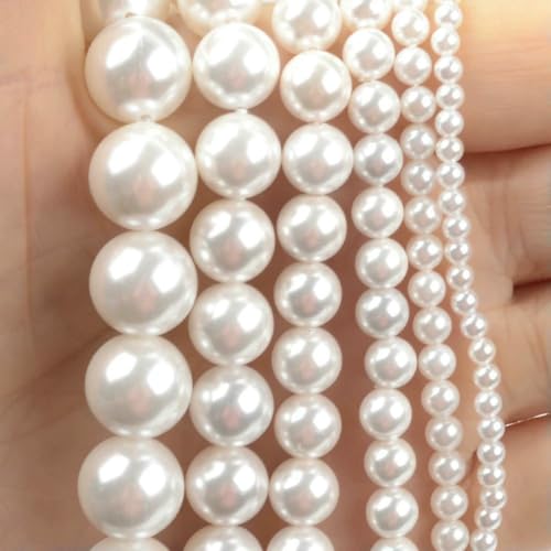 4–10 mm Natursteinperlen, Türkis, Lava-Achat, Tigerauge, lose, runde Abstandsperlen zur Schmuckherstellung, DIY-Armbandzubehör – weiße Muschelperlen – 10 mm, 36–37 Stück 4–10 mm Natursteinperlen, Türkis, Lava-Achat, Tigerauge, lose, runde Abstandsperlen zur Schmuckherstellung, DIY-Armbandzubehör – weiße Muschelperlen – 10 mm, 36–37 Stück von BSGUZ