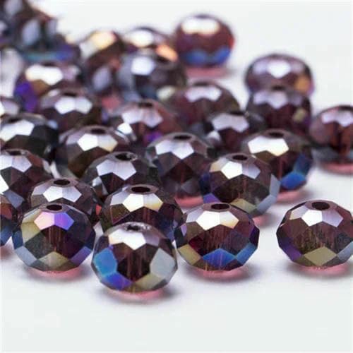 4 6 8 mm tschechische Rondell-Kristallperlen, AB-Farbe, facettierte Glasperlen, lose Abstandsperlen für die Schmuckherstellung, DIY-Armband, Halskette, Z311AB, lila, 4,0 mm, 12 von BSGUZ