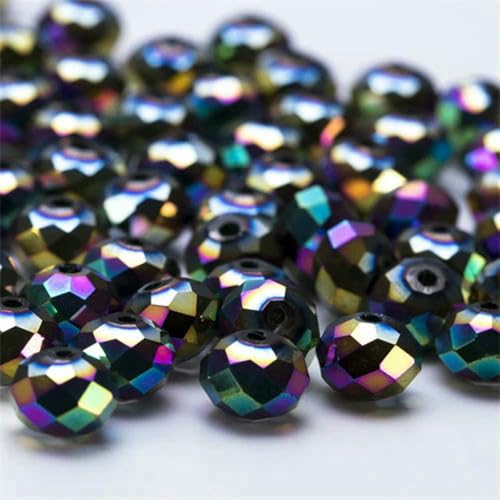 4 6 8 mm tschechische Rondell-Kristallperlen, AB-Farbe, facettierte Glasperlen, lose Abstandsperlen für die Schmuckherstellung, DIY-Armband, Halskette, Z325AB, 8 mm, 68 Stück von BSGUZ