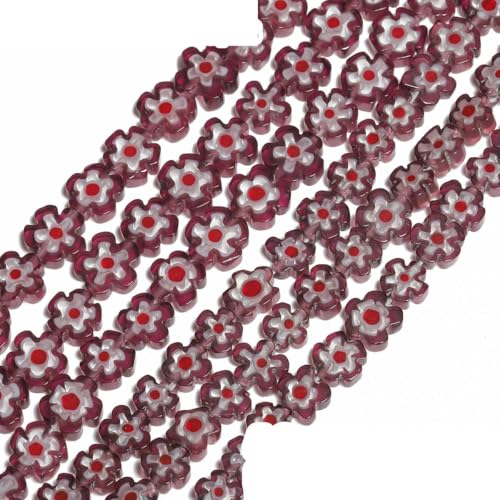 4–8 mm Blumen-Lampwork-Glas-Flachperlen, mehrfarbig, glasierte Perlen zur Schmuckherstellung, DIY-Armband, Halskette, handgefertigtes Zubehör, Typ 15, 8 x 3,0 mm, ca. 50 Stück 4–8 mm Blumen-Lampwork-Glas-Flachperlen, mehrfarbig, glasierte Perlen zur Schmuckherstellung, DIY-Armband, Halskette, handgefertigtes Zubehör, Typ 15, 8 x 3,0 mm, ca. 50 Stück von BSGUZ