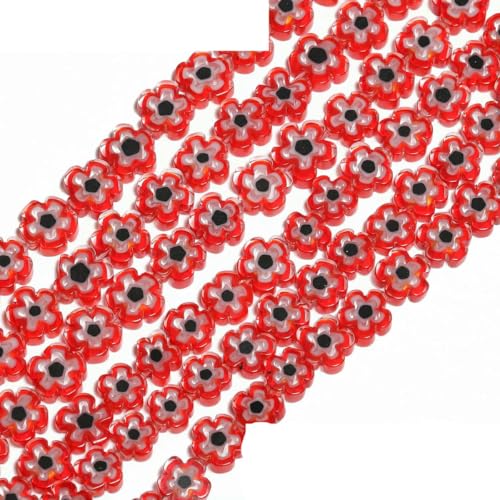 4–8 mm Blumen-Lampwork-Glas-Flachperlen, mehrfarbig, glasierte Perlen zur Schmuckherstellung, DIY-Armband, Halskette, handgefertigtes Zubehör, Typ 17, 8 x 3,0 mm, ca. 50 Stück 4–8 mm Blumen-Lampwork-Glas-Flachperlen, mehrfarbig, glasierte Perlen zur Schmuckherstellung, DIY-Armband, Halskette, handgefertigtes Zubehör, Typ 17, 8 x 3,0 mm, ca. 50 Stück von BSGUZ