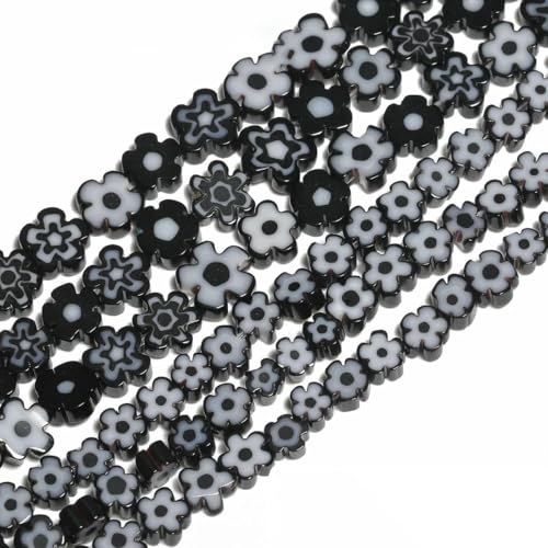 4–8 mm Blumen-Lampwork-Glas-Flachperlen, mehrfarbig, glasierte Perlen zur Schmuckherstellung, DIY-Armband, Halskette, handgefertigtes Zubehör, Typ 24, 8 x 3,0 mm, ca. 50 Stück 4–8 mm Blumen-Lampwork-Glas-Flachperlen, mehrfarbig, glasierte Perlen zur Schmuckherstellung, DIY-Armband, Halskette, handgefertigtes Zubehör, Typ 24, 8 x 3,0 mm, ca. 50 Stück von BSGUZ