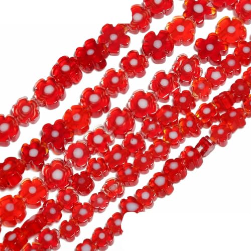 4–8 mm Blumen-Lampwork-Glas-Flachperlen, mehrfarbig, glasierte Perlen zur Schmuckherstellung, DIY-Armband, Halskette, handgefertigtes Zubehör, Typ 25, 6 x 3,0 mm, ca. 65 Stück 4–8 mm Blumen-Lampwork-Glas-Flachperlen, mehrfarbig, glasierte Perlen zur Schmuckherstellung, DIY-Armband, Halskette, handgefertigtes Zubehör, Typ 25, 6 x 3,0 mm, ca. 65 Stück von BSGUZ