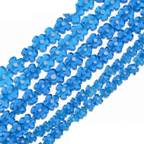4–8 mm Blumen-Lampwork-Glas-Flachperlen, mehrfarbig, glasierte Perlen zur Schmuckherstellung, DIY-Armband, Halskette, handgefertigtes Zubehör, Typ 6, 8 x 3,0 mm, ca. 50 Stück von BSGUZ