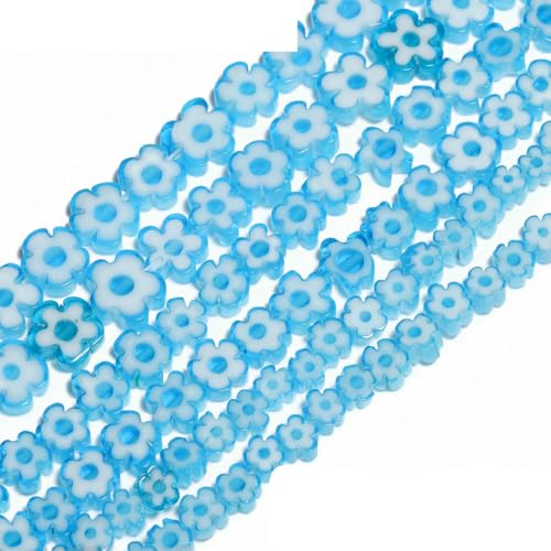 4–8 mm Blumen-Lampwork-Glas-Flachperlen, mehrfarbig, glasierte Perlen zur Schmuckherstellung, DIY-Armband, Halskette, handgefertigtes Zubehör, Typ 8, 8 x 3,0 mm, ca. 50 Stück 4–8 mm Blumen-Lampwork-Glas-Flachperlen, mehrfarbig, glasierte Perlen zur Schmuckherstellung, DIY-Armband, Halskette, handgefertigtes Zubehör, Typ 8, 8 x 3,0 mm, ca. 50 Stück von BSGUZ