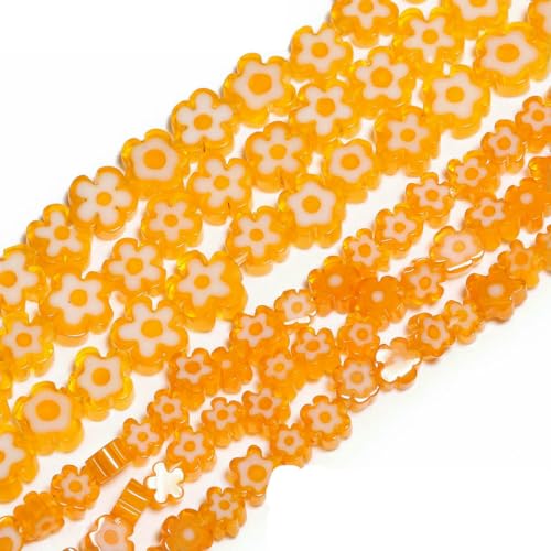 4–8 mm Blumen-Lampwork-Glas-Flachperlen, mehrfarbig, glasierte Perlen zur Schmuckherstellung, DIY-Armband, Halskette, handgefertigtes Zubehör, Typ 9, 4 x 3,0 mm, ca. 95 Stück 4–8 mm Blumen-Lampwork-Glas-Flachperlen, mehrfarbig, glasierte Perlen zur Schmuckherstellung, DIY-Armband, Halskette, handgefertigtes Zubehör, Typ 9, 4 x 3,0 mm, ca. 95 Stück von BSGUZ