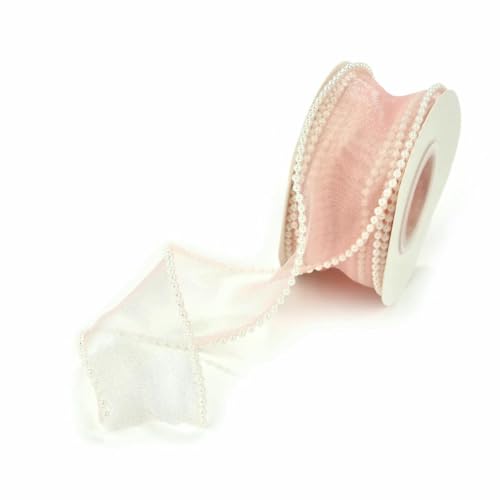 4 cm x 4,5 m Perlenrandband, Organza-Gaze, Fischschwanzgarn, DIY-Verpackung, Verpackung, Hochzeitsstrauß, Weihnachtsfeier-Dekoration-04-4,5 m von BSGUZ