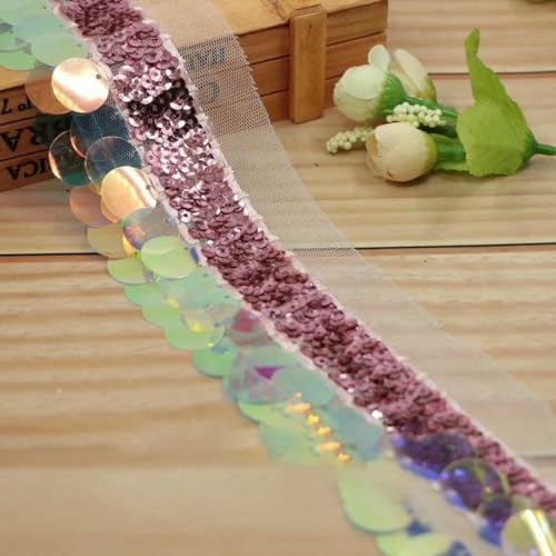 4-farbige glitzernde Pailletten mit Quasten und Spitze, DIY-Modell, Laufstegkostüme, Handtaschen, Hut, Kleid, Rockbesatz, Dekorationen – Koreanisch Pink – 1 Yard 4-farbige glitzernde Pailletten mit Quasten und Spitze, DIY-Modell, Laufstegkostüme, Handtaschen, Hut, Kleid, Rockbesatz, Dekorationen – Koreanisch Pink – 1 Yard von BSGUZ