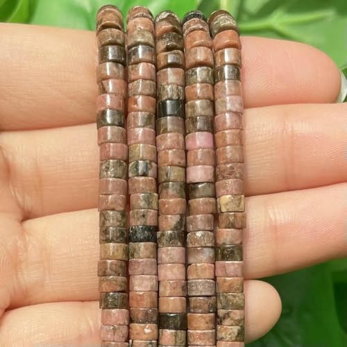 4 x 2 mm natürliche Türkis-Achate, Bildjaspis, Rondelle-Abstandsperlen, flache Abakus-Steinperlen für Schmuck, DIY-Armbandherstellung – schwarzer Spitzen-Rhodonit – 4 x 2 mm von BSGUZ