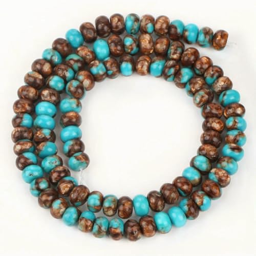 4 x 6 mm natürliche bronzefarbene türkisblaue Abakus-Stein-Abstandshalter-Loseperlen für die Schmuckherstellung, DIY-Armband-Halskettenzubehör, 4 x 6 mm, ca. 94 Stück 4 x 6 mm natürliche bronzefarbene türkisblaue Abakus-Stein-Abstandshalter-Loseperlen für die Schmuckherstellung, DIY-Armband-Halskettenzubehör, 4 x 6 mm, ca. 94 Stück von BSGUZ