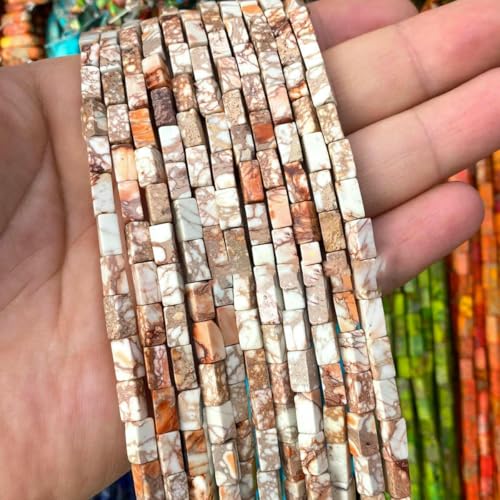4 x 9 mm quadratischer Naturstein, dunkelvioletter Meeressediment-Jaspis, türkisfarbener Abstandshalter, Perlen zur Schmuckherstellung, DIY-Armbänder, Zubehör – quadratisch, weiß, 4 x 9 mm, 38 von BSGUZ