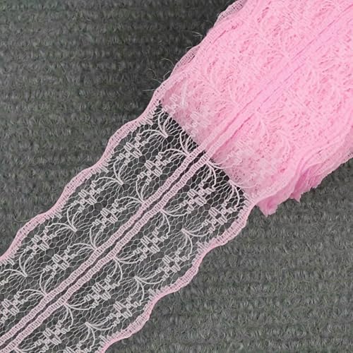 45 mm Spitzenband, Netz-Spitzenbesatz, ideal für Hochzeiten, Weihnachtsvorhänge, Dekorationen, DIY-Haarschleifen, Nähstoff – Hellrosa – 1,8 m von BSGUZ