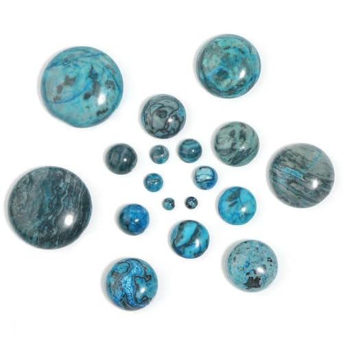 5/10 Stück runde Naturstein-Cabochon-Perlen, flache Rückseite, lose Abstandshalter, Cabochon-Steinperlen, DIY-Schmuck, Anhänger, Ringzubehör, Blaue Welle, 14,0 mm, 10 Stück von BSGUZ