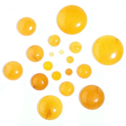 5/10 Stück runde Naturstein-Cabochon-Perlen, flache Rückseite, lose Abstandshalter, Cabochon-Steinperlen, DIY-Schmuck, Anhänger, Ringzubehör, Gelbe Jade, 5 mm, 10 Stück von BSGUZ