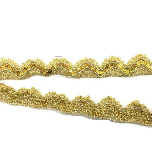 5/2 Yards Gold Silber Spitzenbesatzband Pailletten Spitzenband für Party Hochzeitsdekoration DIY Basteln Nähzubehör-01-2 Yards von BSGUZ