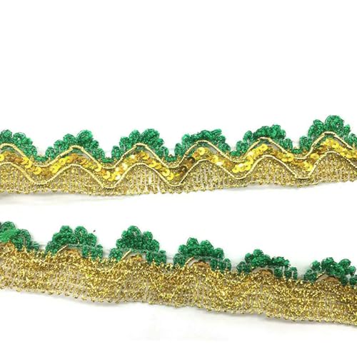 5/2 Yards Gold Silber Spitzenbesatzband Pailletten Spitzenband für Party Hochzeitsdekoration DIY Basteln Nähzubehör-03-5 Yards von BSGUZ