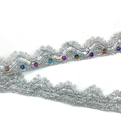 5/2 Yards Gold Silber Spitzenbesatzband Pailletten Spitzenband für Party Hochzeitsdekoration DIY Basteln Nähzubehör-06-5 Yards 5/2 Yards Gold Silber Spitzenbesatzband Pailletten Spitzenband für Party Hochzeitsdekoration DIY Basteln Nähzubehör-06-5 Yards von BSGUZ