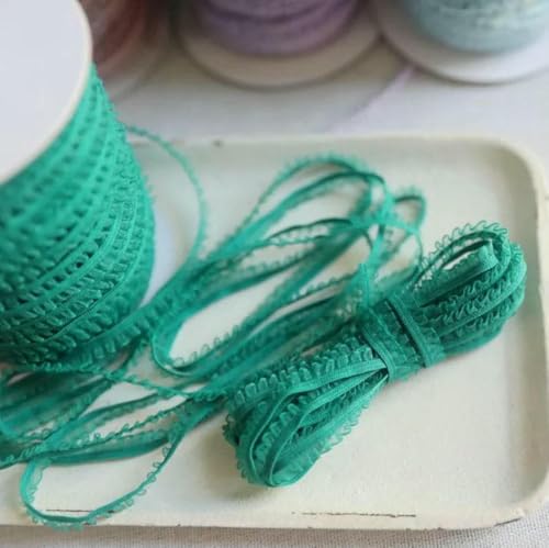 5 Meter/Los Zarte Blumenrüschen Elastische Spitzenborte Dünnes Spitzenband DIY Nähen Kleidungsstücke Heimtextilien Stoff Ornamente 6mm-dunkelgrün von BSGUZ