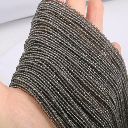 5 Stränge 2 mm 3,0 mm Naturstein kleine Perlen Hydro runde facettierte Kristall-Abstandshalter Glasperlen Armband DIY Schmuckherstellung Halskette-Grau-2 mm (ca. 925 Stü von BSGUZ
