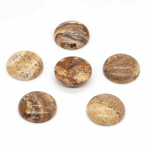 5 Stück/Los Natursteine Cabochon Runde Perlen 6 8 10 12 14 18 20 25 mm Edelsteine Kristalle Cab Cameo DIY Schmuck Ringe Halskette Ohrringe-Bildjaspis-8 mm von BSGUZ