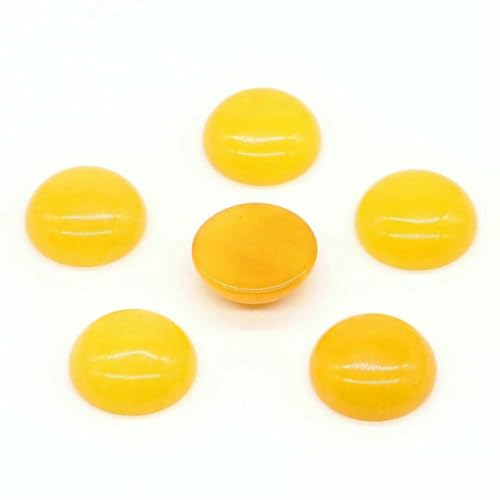 5 Stück/Los Natursteine Cabochon Runde Perlen 6 8 10 12 14 18 20 25 mm Edelsteine Kristalle Cab Cameo DIY Schmuck Ringe Halskette Ohrringe-Gelbe Jade-18 mm von BSGUZ