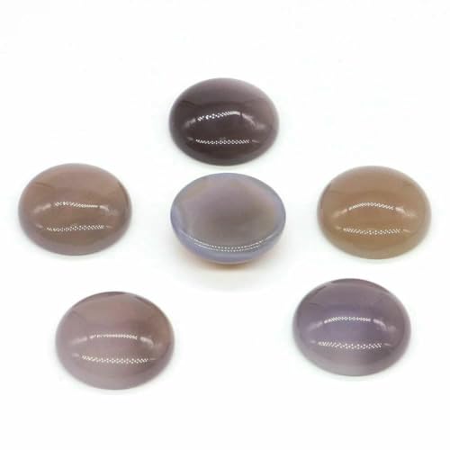 5 Stück/Los Natursteine Cabochon Runde Perlen 6 8 10 12 14 18 20 25 mm Edelsteine Kristalle Cab Cameo DIY Schmuck Ringe Halskette Ohrringe-Grauer Achat-20 mm von BSGUZ