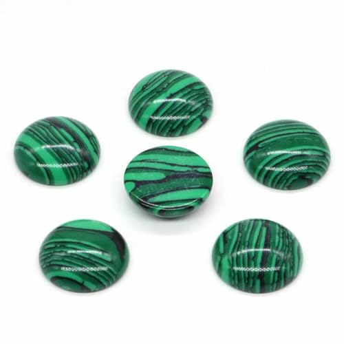 5 Stück/Los Natursteine Cabochon Runde Perlen 6 8 10 12 14 18 20 25 mm Edelsteine Kristalle Cab Cameo DIY Schmuck Ringe Halskette Ohrringe-Malachit-Türkis-14,0 mm von BSGUZ