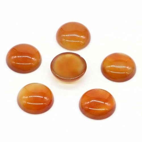 5 Stück/Los Natursteine Cabochon Runde Perlen 6 8 10 12 14 18 20 25 mm Edelsteine Kristalle Cab Cameo DIY Schmuck Ringe Halskette Ohrringe-Roter Achat-6 mm von BSGUZ