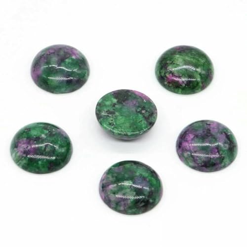 5 Stück/Los Natursteine Cabochon Runde Perlen 6 8 10 12 14 18 20 25 mm Edelsteine Kristalle Cab Cameo DIY Schmuck Ringe Halskette Ohrringe-Rubin-Zoisit-12 mm von BSGUZ