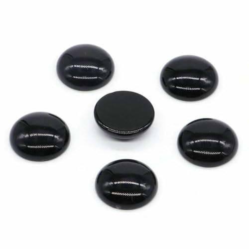 5 Stück/Los Natursteine Cabochon Runde Perlen 6 8 10 12 14 18 20 25 mm Edelsteine Kristalle Cab Cameo DIY Schmuck Ringe Halskette Ohrringe-Schwarzer Obsidian-12 mm von BSGUZ