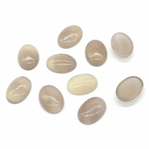 5 Stück/Los ovale Cabochon-Lose-Perlen, natürlicher Kristallstein, flache Rückseite, Kamee-Abstandshalter für Schmuckherstellung, DIY-Anhänger, Halskette – Grauer Achat – 30 x 40 mm von BSGUZ