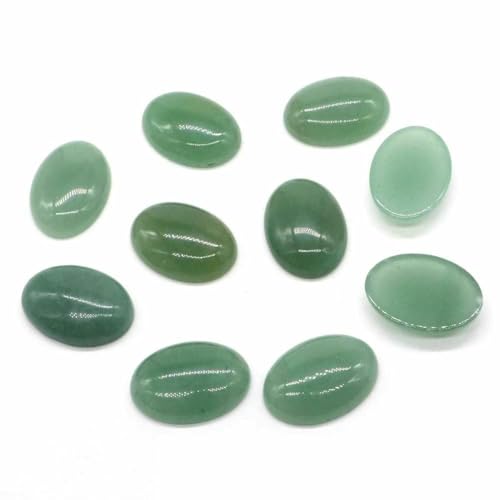 5 Stück/Los ovale Cabochon-Lose-Perlen, natürlicher Kristallstein, flache Rückseite, Kamee-Abstandshalter für Schmuckherstellung, DIY-Anhänger, Halskette – Grüner Aventurin – 15 x 20 mm von BSGUZ